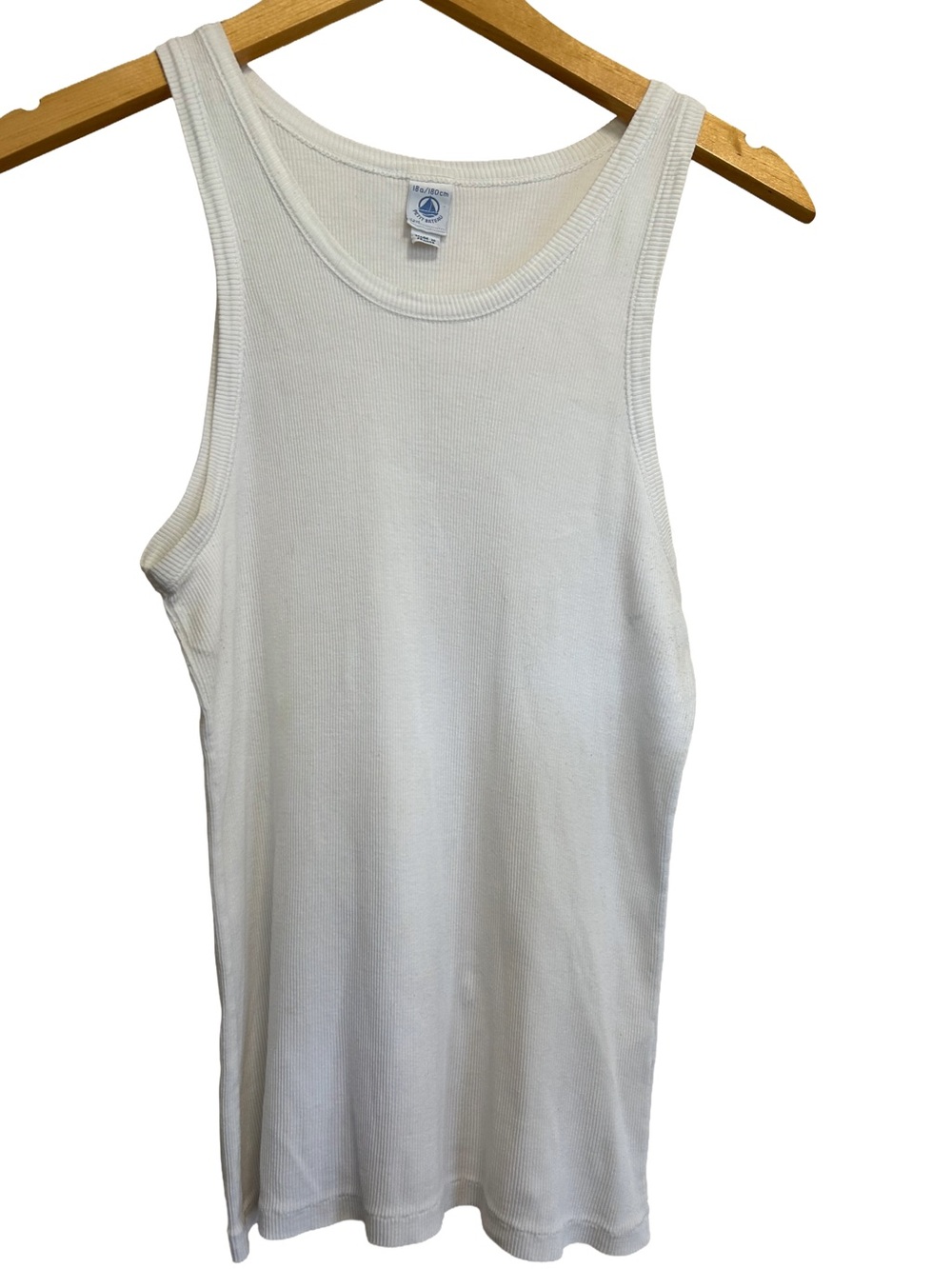 True Vintage Y2K Petit Bateau White Ribbed Tank - Made in France